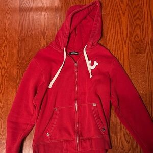 True Religion Vibrant Red Zip-Up Hoodie